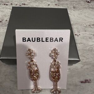 BaubleBar Pearl and Gold Champagne Earrings